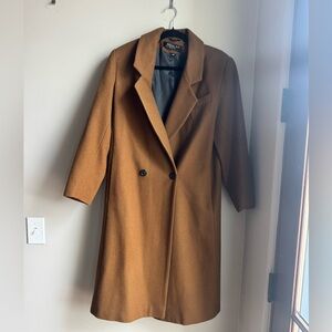 Adolfo Classics Camel Wool Coat Long Blazer Minimal Tailored Academia Chic 10P